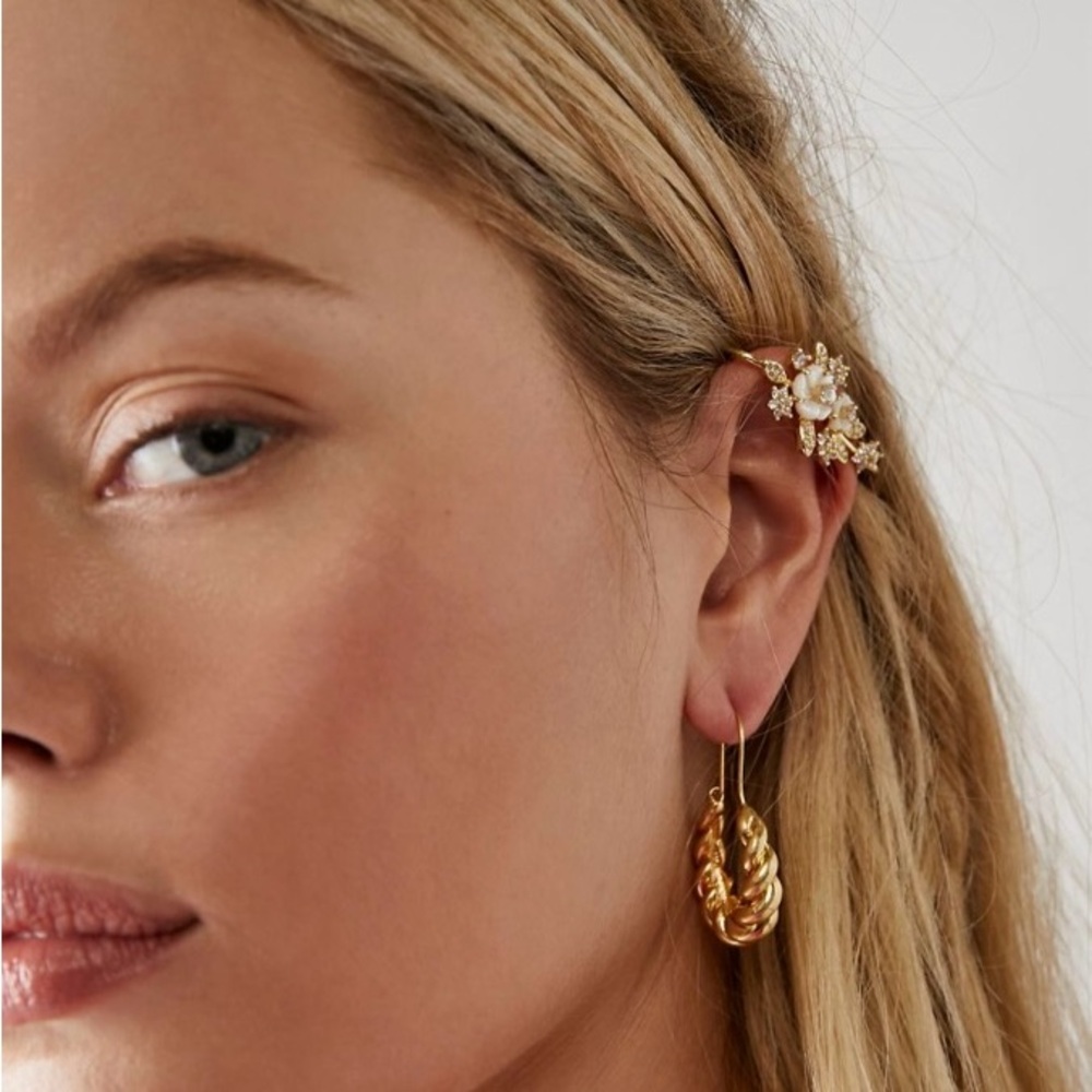 Elegant Gold and Mother of Pearl Ear Cuff